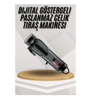 Mey İthalat® Dijital Profesyonel Kablosuz Saç Sakal Tıraş Makinası Sessiz Paslanmaz Çelik