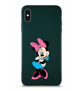 Apple iPhone XS Max Soft Premier Kapak Minnie Mouse-D Tasarımlı Silikon Kılıf - Yeşil (Şeffaf)