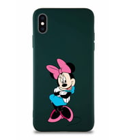 Apple iPhone XS Max Soft Premier Kapak Minnie Mouse-D Tasarımlı Silikon Kılıf - Yeşil (Şeffaf)