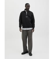 Jack & Jones JJESOHO HN NOOS Sweat  Fermuarlı Yarım Yaka Erkek Sweatshirt (Siyah)