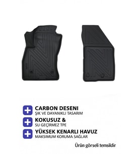 Dacia Logan Panelvan 2013 Carbon Desen Havuzlu Paspas  Kaymaz & Koku Yapmaz (Siyah)