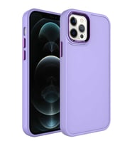 Lexroo iPhone 14 Pro Kılıf Metal Çerçeve ve Buton Tasarımlı Sert Botox Kılıf - Lila