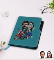 BK Gift Kişiye Özel Sevgililer Karikatürlü Turkuaz Termo Deri Defter-97