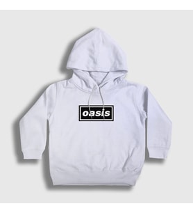 Presmono Unisex Çocuk Beyaz Logo Oasis Kapüşonlu Sweatshirt 100239tt (Beyaz)