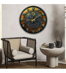 Vitray Kanvas (Ahşap) Duvar Saati - 70 cm