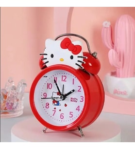 Sevimli Karikatür Çok Fonksiyonlu Hello Kitty Dijital Aydınlık Masaüstü Çalar Saat (Kırmızı)