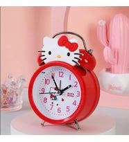 Sevimli Karikatür Çok Fonksiyonlu Hello Kitty Dijital Aydınlık Masaüstü Çalar Saat (Kırmızı)