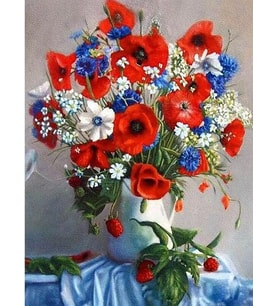 Gelinciklerin Uyumu Sayılarla Boyama Seti 40x 50 cm (Tuvale Gerili)