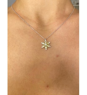 Taşlı Lotus Çiçeği Kolye 925 Ayar Gümüş