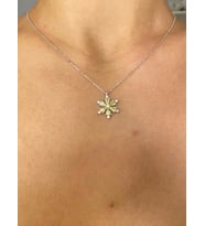 Taşlı Lotus Çiçeği Kolye 925 Ayar Gümüş