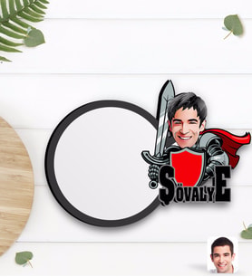 BK Gift Kişiye Özel Şövalye Karikatürlü Ahşap Bardak Altlığı-2