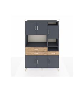 Hyperion Dolap 10 Raflı 3 Çekmeceli 6 Kapaklı 132x44x195 Antrasit-Antrasit/Çam