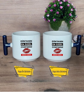 Dünyanın En Güzel Öğretmeni Kupa Bardak T Lacivert Kulplu Öğretmenler Günü Hediyesi