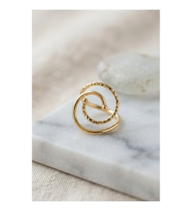 Mey İthalat® Gold Renk Geometrik Çift Halka Yüzük