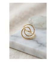 Mey İthalat® Gold Renk Geometrik Çift Halka Yüzük