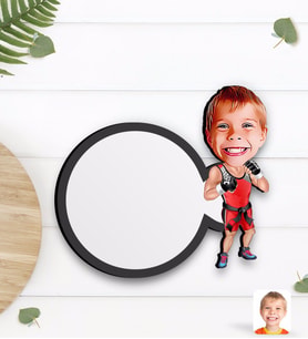 BK Gift Kişiye Özel Çocuk Kick Box Karikatürlü Ahşap Bardak Altlığı-1