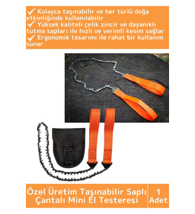 Dayanıklı Hafif Kompakt Saplı Pratik Taşınabilir Çantalı Mini Zincirli Av Doğa Kamp Testere