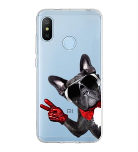 PrintiFy Xiaomi Mi A2 ile Uyumlu 1mm Slim Fit Köpek 2 050e Baskılı Şeffaf  Kılıf