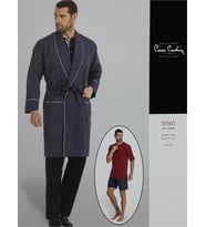 Pierre Cardin 5560 LACİVERT  Damatlık Ropteşambr 5 Li Pijama Set