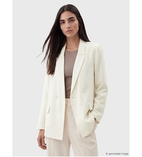 LCW STUDIO Beyaz Kruvaze Yaka Kadın Blazer Ceket