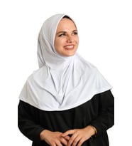 Beyaz Pratik Hazır Geçmeli Tesettür Eşarp Sandy Kumaş Sade 1600_42