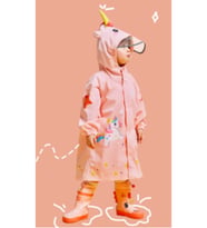 Petityu Unicorn Somon Pembe 3d Su Geçirmez Yağmurluk