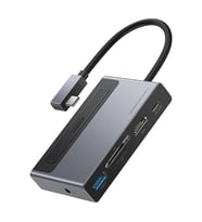 Baseus Magic Çok Fonksiyonlu Klipsli Type-C HUB 6in1 (USB3.0+SD+TF+HDMI+Type-C+3.5m - ETC7955-6613 (Gri)