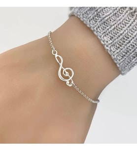 Kişiye Özel 925 Ayar Gümüş Müzik Notalı Bileklik