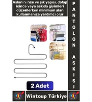 Dayanıklı Kolay Temizlenir Kaymaz Dolap İçi Düzenleme Giysi Havlu Kravat Pantolon Krom Askı 2 Adet