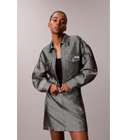 Calvin Klein Parlak Denim Bomber Kadın Gri Ceket LV047E715G-3UF