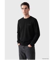 LCWAIKIKI Classic Siyah Bisiklet Yaka Baskılı Erkek Kalın Sweatshirt