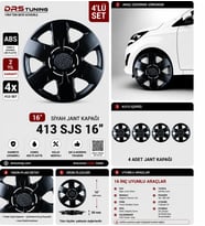 Renault Uyumlu 16 Inc Kırılmaz Parlak Siyah Jant Kapağı 1 Takım 4 Adet No:413