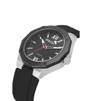 Polo Air Metal Kasa Silikon Kordon Erkek Kol Saati Siyah Gümüş Renk PL-7048E1x (Gümüş-Siyah)