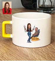 Kişiye Özel Karikatürlü Kadın Diş Hekimi Lüks Fincan Tıp Bayramı Hediyesi