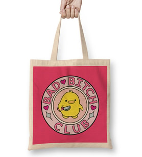 Printhome Bad Bitch Club Bez Çanta Uzun Saplı