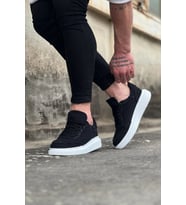 Oxed Erkek Günlük Bağcıklı Kot Kumaş Spor Sneaker Ayakkabı - Siyah