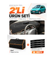e-biz RENAULT TWINGO (1998-2000) Uyumlu Torpido Örtüsü + Deri Çanta - Siyah-Kahverengi - RE050