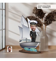 BK Gift Kişiye Özel Gemi Kaptanı Karikatürlü Büyük Boy Ahşap Biblo-1 Arkadaşa Hediye , Sevgiliye Hediye, Kişiye Özel Biblolar