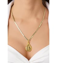 14 Ayar Altın Valentino Zincirli Tuğra Uçlu Kolye (Sarı)