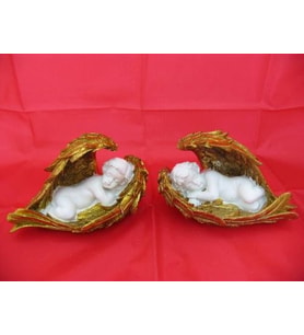 HEDİYELİK › KARIŞIK › Melek Figürler-QQC 2Lİ KANATLI UYUYAN MELEK IŞIKLI>>17X9.5X10 CM.