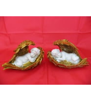 HEDİYELİK › KARIŞIK › Melek Figürler-QQC 2Lİ KANATLI UYUYAN MELEK IŞIKLI>>17X9.5X10 CM.