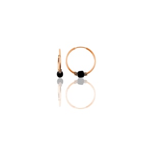 Söğütlü Silver Gümüş rose 17 mm siyah taşlı halka küpe