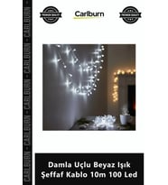 Özel Üretim Dekoratif Estetik Şık Vitrin Süsleme Damla Uçlu Beyaz Işık Şeffaf Kablo 10m 100 Led