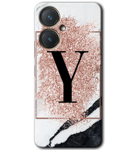Vivo Y27 Kılıf HD Desen Baskılı Kılıf - Pembe Mermer Desenli Y Harfi