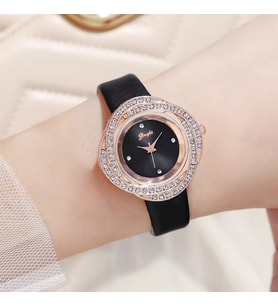 Gogoey Kadın Kol Saati Lüks Moda Şık Trend Bayan Takı Saat Siyah Rose Gold
