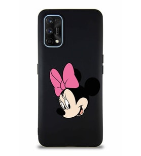 Realme 7 Pro Soft Premier Kapak Minnie Mouse-B Tasarımlı Silikon Kılıf - Siyah (Şeffaf)