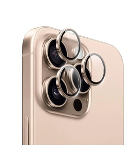 iPhone 16 Pro / 16 Pro Max Uyumlu Gerçek Safir Lens Koruyucu Görüntü Kalitesini Bozmayan Netlik (Altın)