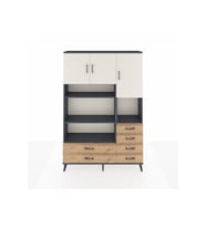 Arges Dolap 9 Raflı 6 Çekmeceli 3 Kapaklı 132x30x195 Antrasit-Aytaşı/Çam