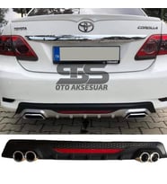 Toyota Corolla 2007-2012 Difüzör Arka Tampon Eki 4 Egzoz Çıkışlı Siyah Reflektörlü