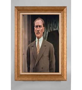 Altın Varaklı Paspartulu Çerçeveli Atatürk Tablo sd741